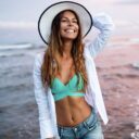 Woman on beach in bikini