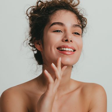 Beauty model touching chin