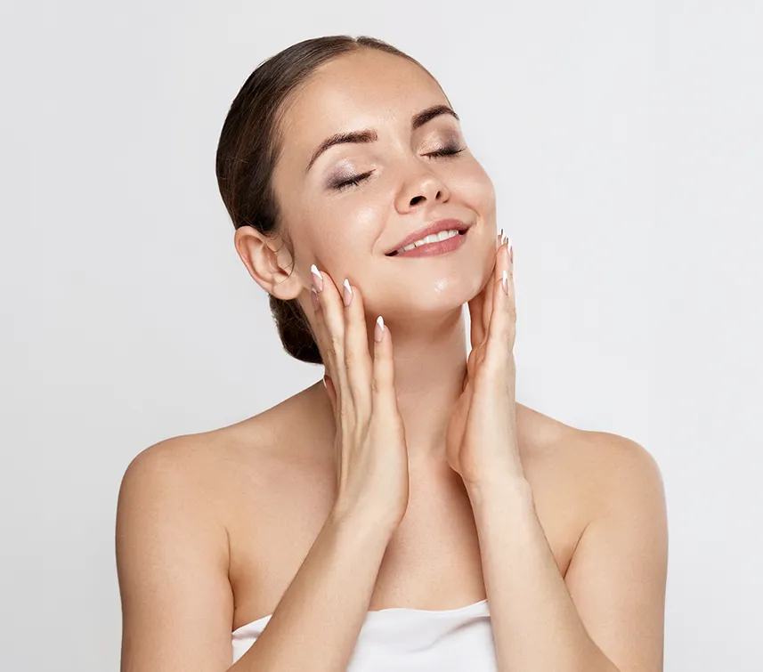 young woman with clear and hydrated skin