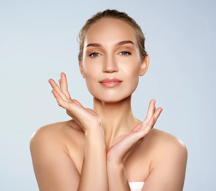 young woman with clear and hydrated skin